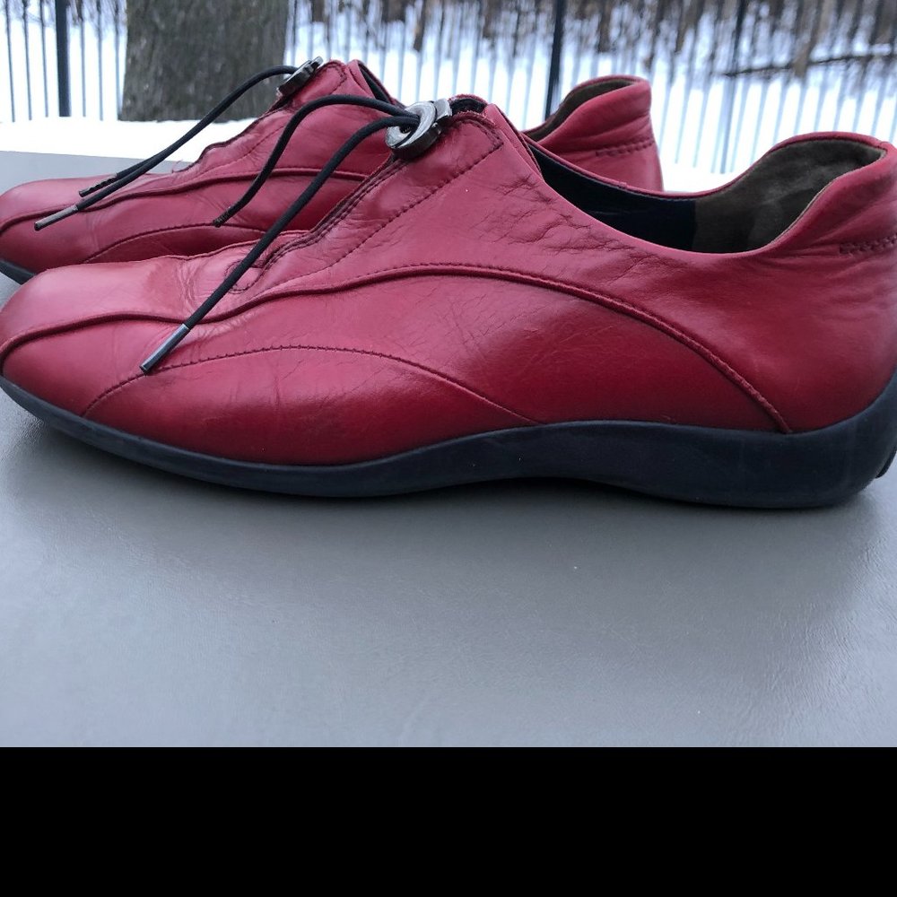 Paul Green Munchen Red Leather Driving Shoes Sz 6 Gem